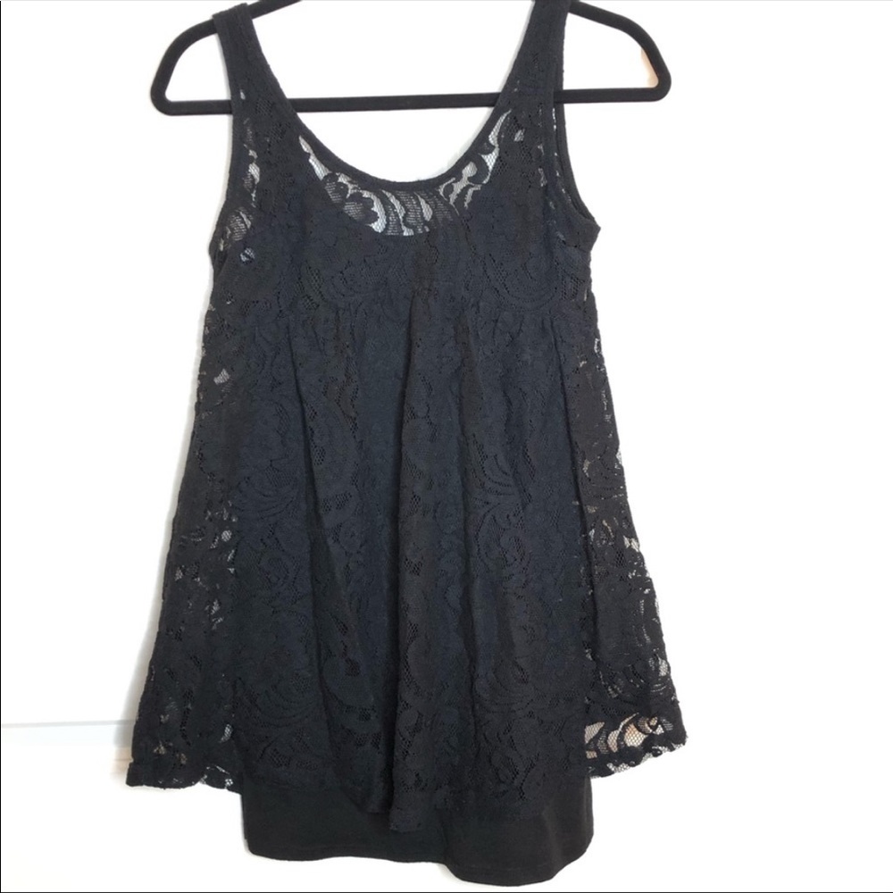✅Urban Outfitters Pins and Needles black layered laced tank baby doll fit